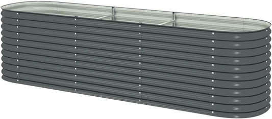 vidaXL Planter 320x80x81cm Galvanized Steel Silver Garden Container Flower Box - QUORE