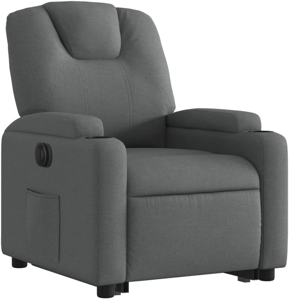 Kantelstoel Elektrisch – Relaxfauteuil – Lounge Stoel – Verstelbare Stoel – Relaxstoel – Donkergrijze Stof – Elektrische Verstelling – Opsta Functie