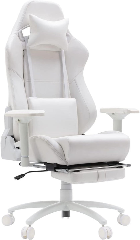 Gamingstoel, Bureaustoelen voor thuis, Ergonomische bureaustoel met voetensteun en lendensteun, Gamingstoelen voor volwassenen, Verstelbare bureaustoel met 360°- draaibare zitting voor mannen en