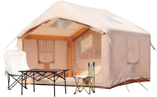 Opblaasbare tent voor kamperen, eenvoudige installatie met handpomp, draagbare 4 seizoenen opblaasbare luchttent, in waterdicht Oxford, outdoor gebruik voor 6 personen