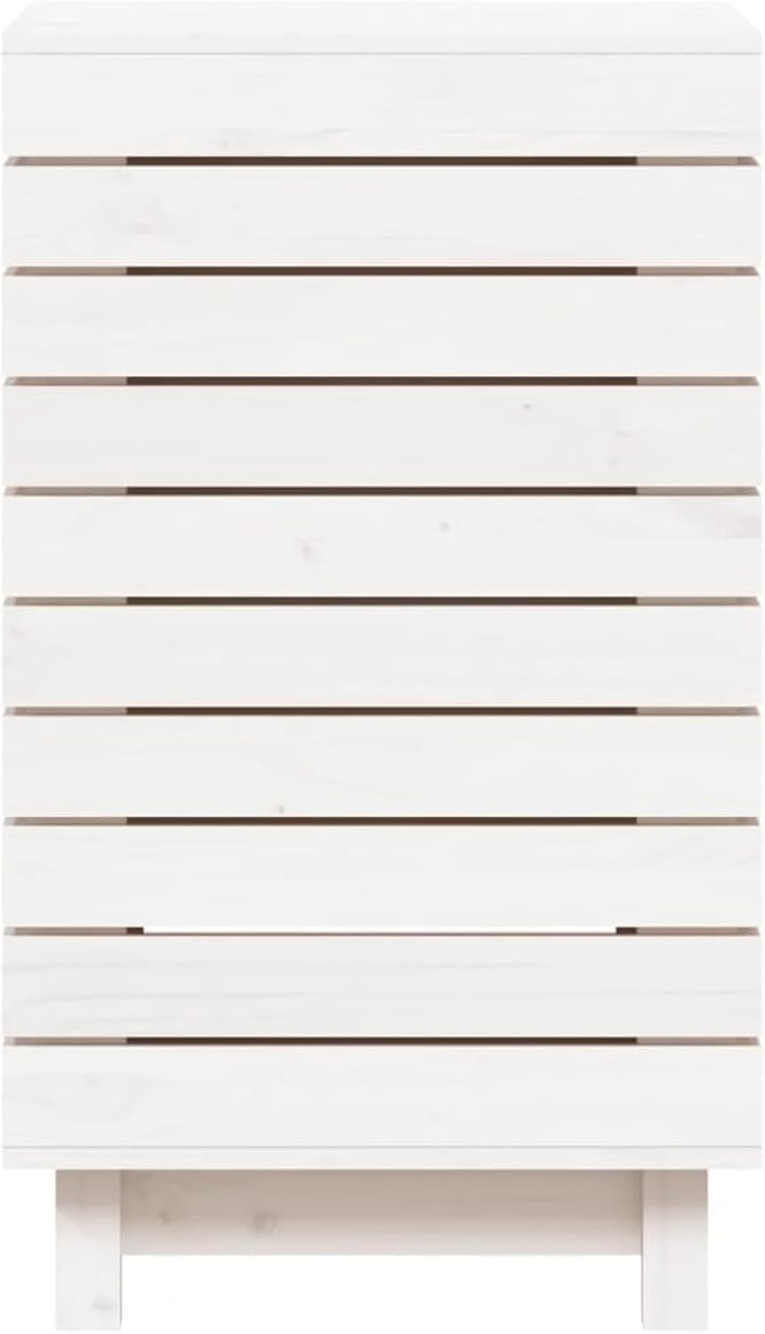 Wasmmand – Wasbak – Wascontainer – Mand Voor Wasgoed – Waskorf – Massief Dennenhout – Ruim Formaat 44x44x76 cm – Afdekbare Deksel & Wandmontage