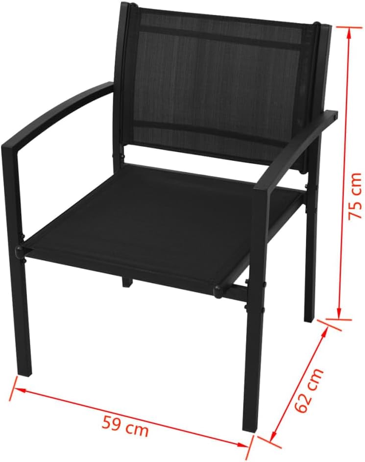 vidaXL Lounge Set Textilene Black 4-Piece Garden Set Lounge Set Garden Outdoor Set - QUORE