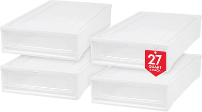 IRIS VS, Inc. BC-UB IRIS onder Bed Box Borstlade, 4 Pack, Wit, 27 Quart, 4 Stuk