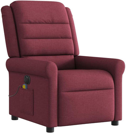 Massagestoel – Elektrische Massagestoel – Relaxstoel – Televisiestoel – Ligstoel – 135 Graden Kantelbaar – 6-Punts Vibratiemassage – Wijnrood Stof