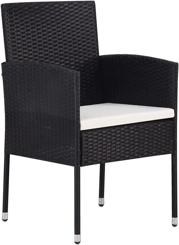 5-delige tuin-eetgroep, zwart, loungeset terrasmeubels voor tuin, terras, balkon, maat 80 cm, tafellengte 99620 - QUORE