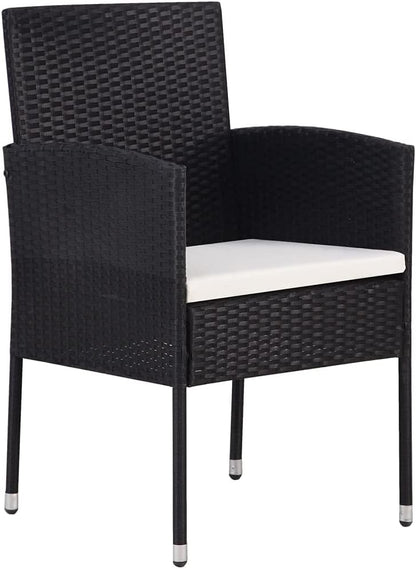5-delige tuin-eetgroep, zwart, loungeset terrasmeubels voor tuin, terras, balkon, maat 80 cm, tafellengte 99620 - QUORE
