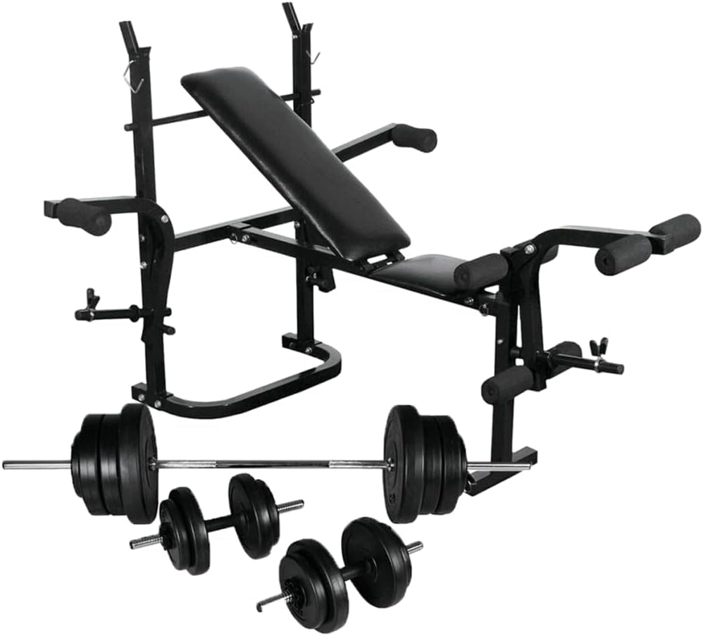 Halterbank – Fitnessbank – Trainingsbank – Bench Press – Sportbank – Verstelbaar In 4 Standen – Inclusief 30,5 kg Halterset