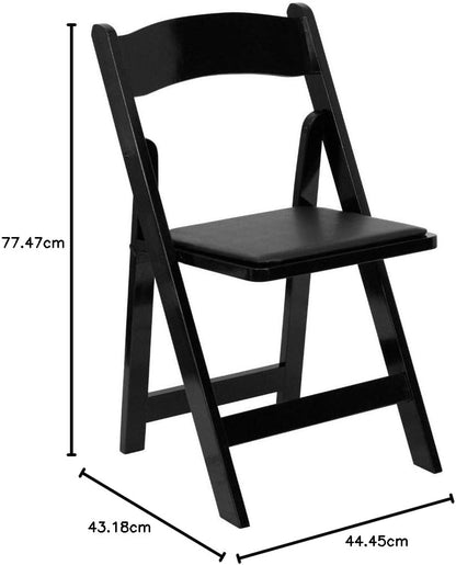 Flash Furniture Hercules klapstoel, hout, met gevoerde vinylzitting, zwart, 4 stuks - QUORE