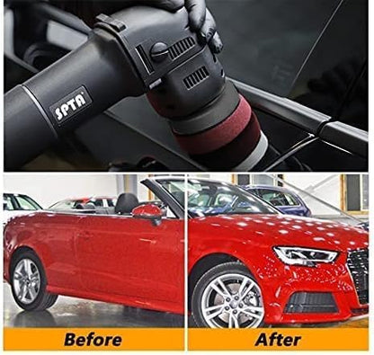 SPTA Buffer Polijstmachine, 3 Inch 10mm/780W Variabele Snelheid Orbitale Dual Action Auto Detailing Tool Met DA Polijsten Pads, Schuurschijven, Pad Conditioning Borstel, Scratch Remover
