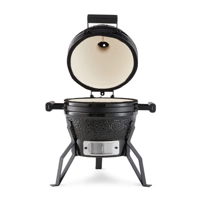 Premium Kamado BBQ 13 inch Ø 33 cm - Charcoal Barbecue - Grilling, Smoking, Baking, Steaming - Cooker - Egg Barbecue Black - QUORE