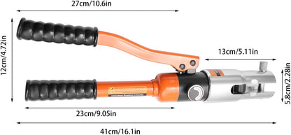 OUKANING Hydraulic Crimping Tool 10T with 360° Rotating Head and Interchangeable Shapes (TH/U/V/M Series), for Aluminium Plastic, PEX, Copper Tubes, Ergonomic, Oilproof (V12, V15, V18, V22, V28) - QUORE