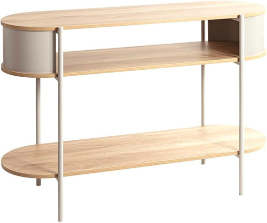 HAKU Consoletafel, eiken, grijs, metaal, spaanplaat, afmetingen: B 110 x H 76 x D 39 cm, stijl: modern
