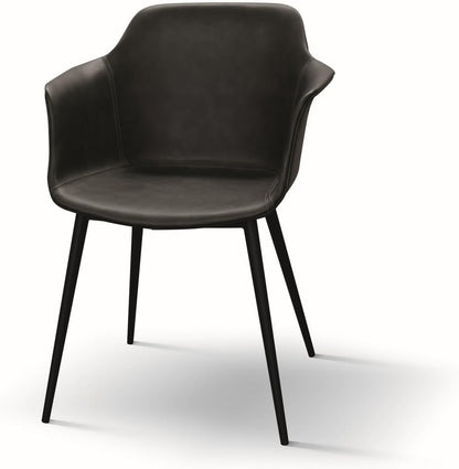 KONTE.DESIGN Cannes stoel, kunstleer, antraciet, 2 stuks