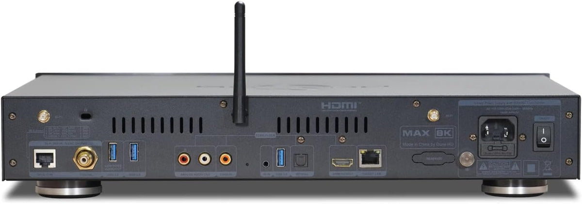 Dune HD Max 8K, Full-sized Mediaspeler, Android Box, D Vision, Atmo, HDD rack, Linear PSU, TCXO, Hi-Fi I2S-E output, Hi-Fi S/PDIF output, 8Gb/64Gb
