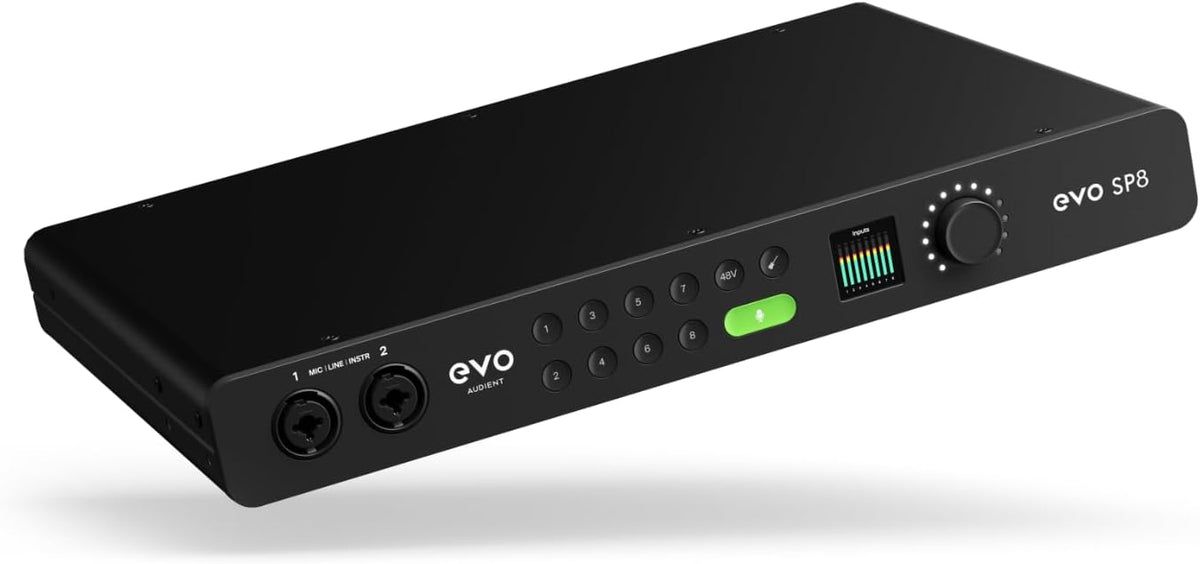 Audient EVO SP8, Studio Preamp Expander, Acht EVO Preamps, 8 x EVO Mic Preamps met Smartgain, 8 x Line Outputs, Mic Preamp, 58dB Mic Gain, 32-Bit AD/DA Converter, Zwart