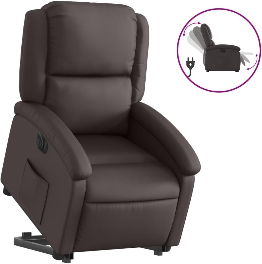 Elektrische Relaxfauteuil – Relaxstoel – Opsta-Fauteuil – TV-Stoel – Elektrische Relaxstoel – Opsta-Hulp Met Elektrische Verstelling – Echt Koeienleer Donkerbruin