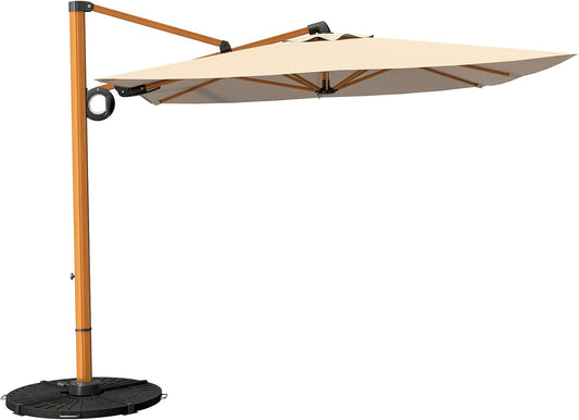 Grand patio Parasol met parasolstandaard, tuinparasol met volant, kantelhoekverstelling, uv-bescherming UPF 50+, marktscherm met zwengel, voor tuin, balkon, terras