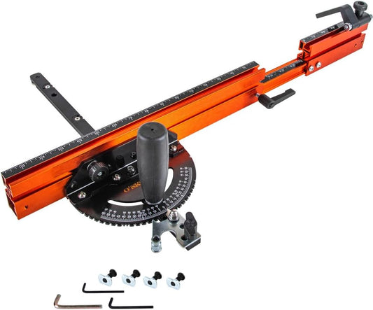 O'Skool Mijter Gauge Extension Fence System met standaard sleuf en stop gaten, telescopische hek en flip stop