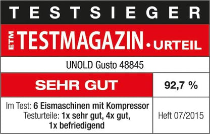 UNOLD 48845 Gusto IJsmachine, met zelfkoelende compressor, 180 W, 2 l volume, elegante roestvrijstalen behuizing, lcd-display, digitale timer
