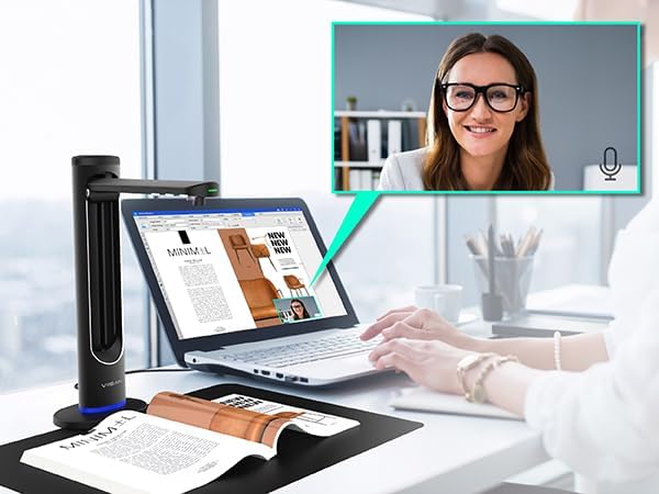 VIISAN K48 A3 Overhead boekscanner – 48 MP sensor, 600 dpi, automatische zijkromming gladmaken, laserpositionering, 4K video, OCR & Text-to-Speech, USB 3.0 documentenscanner voor Windows en macOS