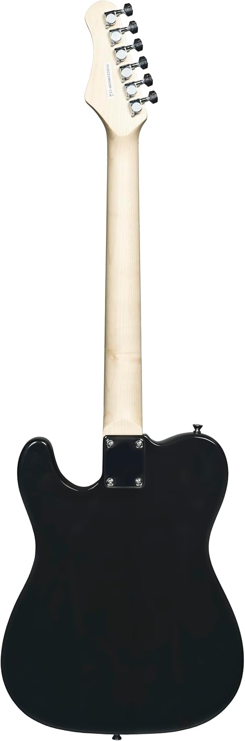 Woodbrass TL100 Elektrische Gitaar Zwart - Veelzijdige Gitaar Ideaal voor Beginners - Lichaam T-vorm Amerikaanse Linde Esdoorn Toets - Country, Hard, Rock