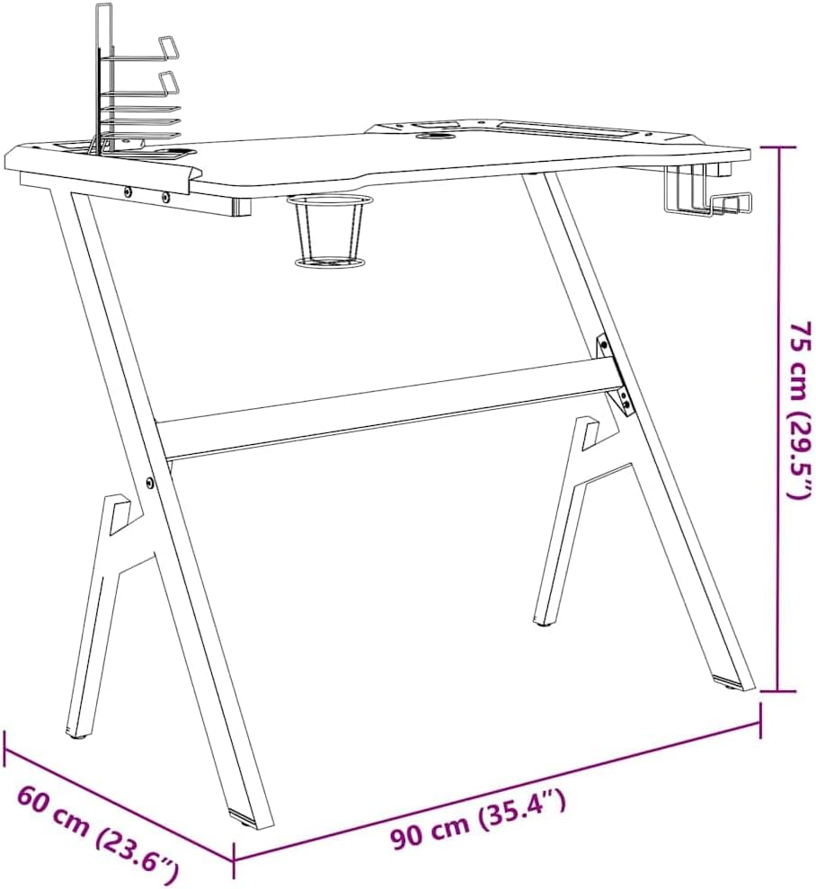 LED Gaming Bureau – Gamer Bureau – RGB Bureau – Gaming Desk – Computerbureau – 110x60x75 cm – Ergonomisch Ontwerp – RGB LED Verlichting