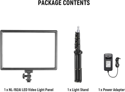NEEWER NL-192AI Led-videolichtpaneel, studiolichtset met statief, dimbaar, Bi Color Key Light 3200-5600K, CRI97+, voor streaming fotografie, podcasts, opnamen, 2400 lux/0,5 m, 8000 mAh batterij, 13