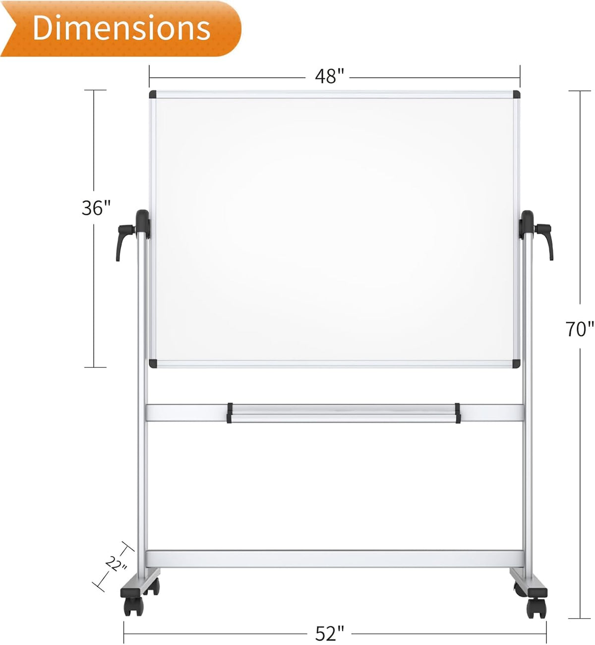 Viz-Pro, mobiel whiteboard, draaibaar, magnetisch, 1200 x 900 mm