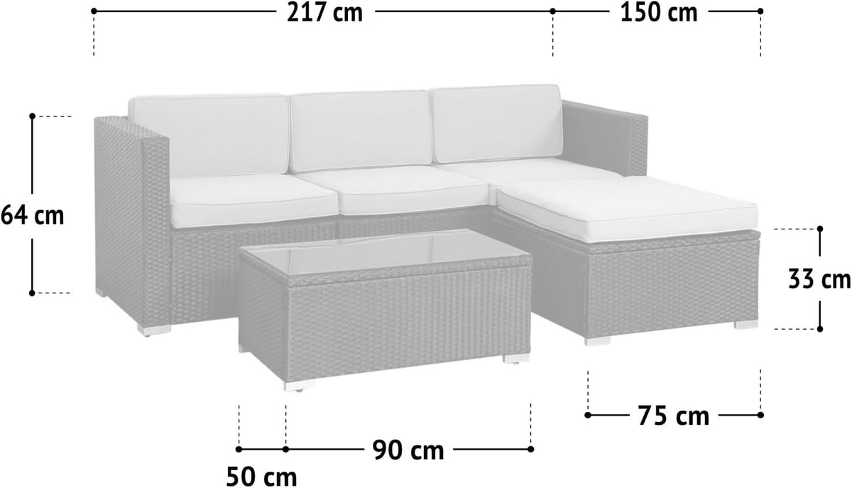 SVITA California Poly-Rattan Lounge Garden Set Sofa-Set Garnish Garden Furniture Couch-Set - QUORE