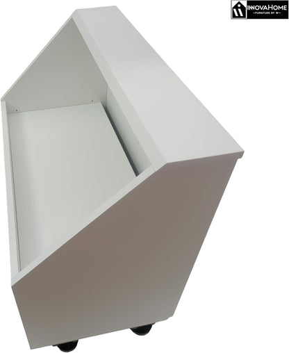 INNOVAHOME Knee Shelter Cabinet 80 cm – Low Loft Cabinet for Angled Walls with Robust Structure 18 mm (Hull & Back Wall), Metal Handles and Adjustable Legs – Polar White - QUORE