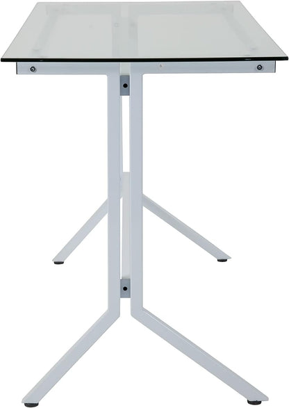 Flash Furniture Highland Collection Glass Computer Desk with Black Metal Frame modern Eén maat transparant/wit.
