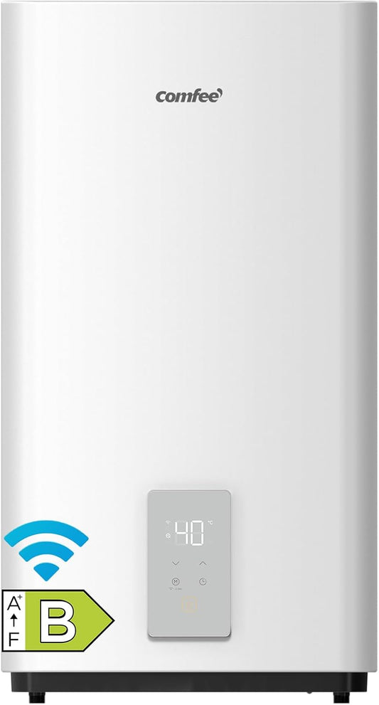Comfee CWH15ED1350EUW Elektrische wandverwarming, 80 liter, met onderspoelruimte, compact en eenvoudig te installeren, wifi-verbinding, bediening via app, wit, energieklasse B