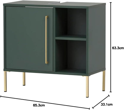 Schildmeyer Kent Wastafelonderkast 151133, bosgroen/goud, 65,3 x 33,1 x 63,3 cm