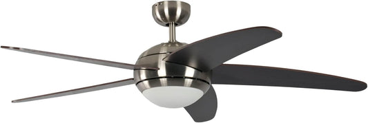 Pepeo Plafondventilator met verlichting en afstandsbediening Melton, behuizing nikkel, vleugelkleur wanaque/bruin, 132 cm, voor ruimtes tot 25 m²