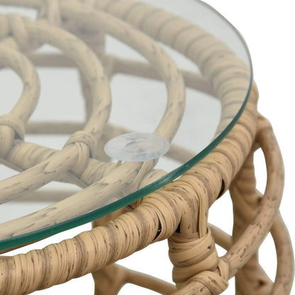 Festnight Set van tafel en stoelen, 3-delig, tuinmeubelen voor buiten, synthetische rotan, eikenkleur - QUORE