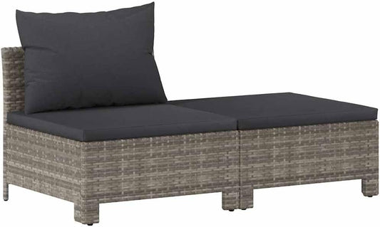 vidaXL 2-Piece Lounge Set with Cushions Poly Rattan Grey, Lounge Set Garden, Lounge Set Outdoor, Lounge Set, Lounge Sofa Garden, Garden Set Lounge, Garden Set - QUORE
