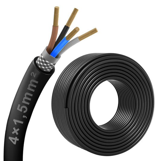 30 meter 4-aderige 4 x 1,5 mm² afgeschermde kabel, CE-gecertificeerde EMI/RFI-afschermkabel voor auto's, luidsprekers, 3D-printers, CNC-VFD-spindel, stappenmotor, signaaloverdracht enz