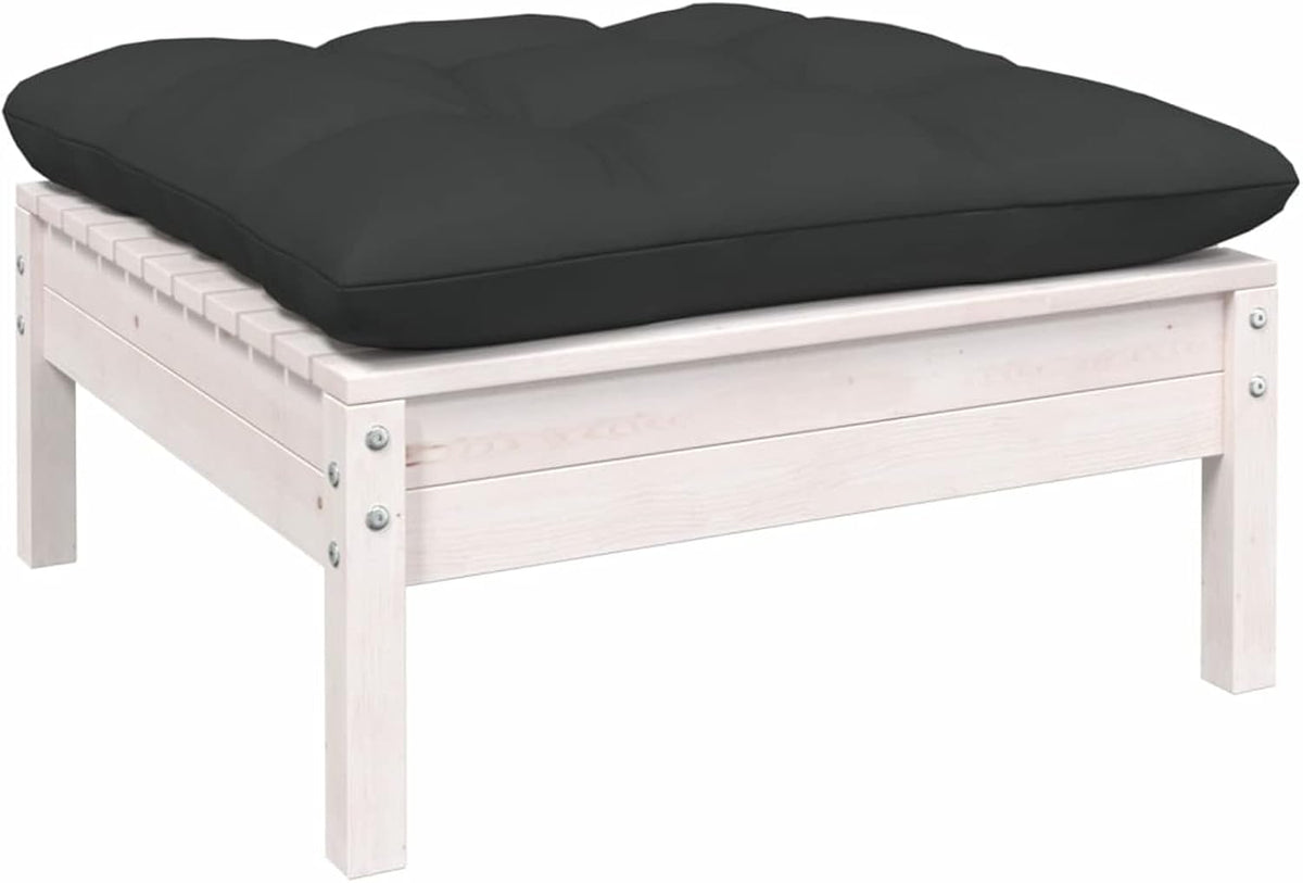 Gecheer Stoel voor buiten, terras, kruk, bank, tuinmeubelen, 3 stuks met kussens, antraciet, grenenhout, 1# palletbank, binnen, buiten, fauteuil, pallets, bank voor terras - QUORE