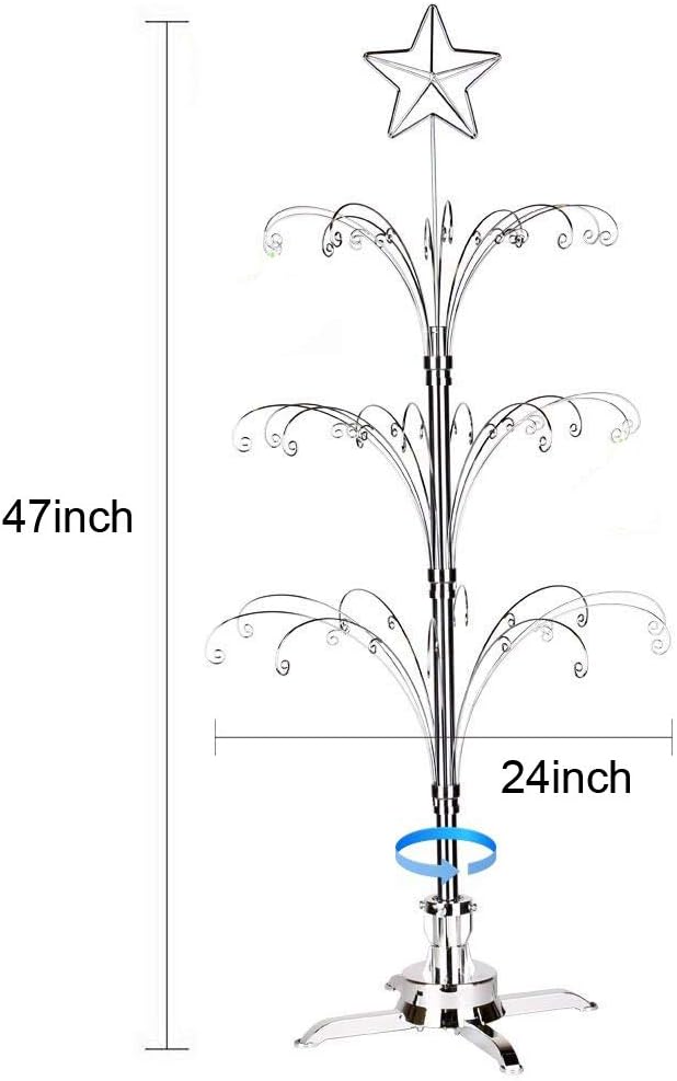 Draaibare Ornamentstandaard 47 Inch – Ornamentenboom – Displayboom – Kerstornamentenhouder – Decoratiestandaard – 60 Haken – Verstelbare Taklagen