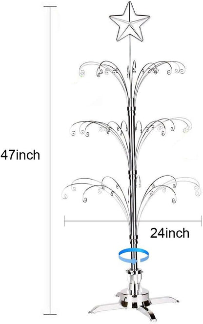 Draaibare Ornamentstandaard 47 Inch – Ornamentenboom – Displayboom – Kerstornamentenhouder – Decoratiestandaard – 60 Haken – Verstelbare Taklagen