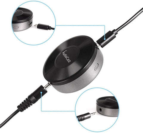 Chromecast - Streaming Box - AudioCast - Wifi & Audio-Adapter - DLNA Airplay-Ontvanger -  Compatibele met PC - Tablet - Smartphone - AUX - 25W - 8 x 8 x 6 cm - Zwart