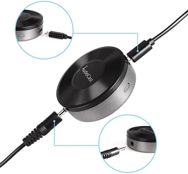 Chromecast - Streaming Box - AudioCast - Wifi & Audio-Adapter - DLNA Airplay-Ontvanger -  Compatibele met PC - Tablet - Smartphone - AUX - 25W - 8 x 8 x 6 cm - Zwart