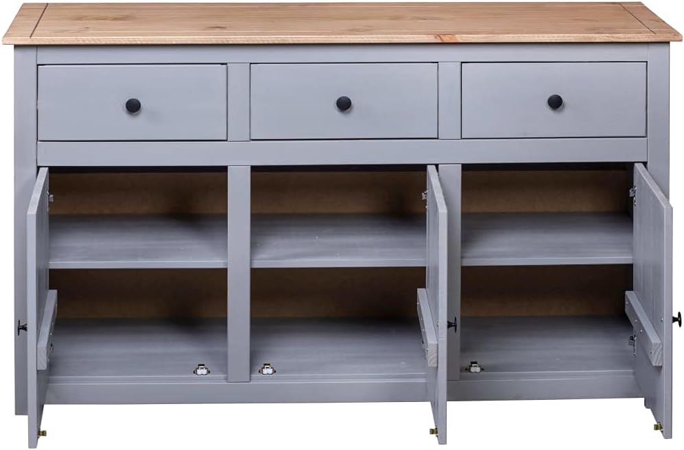 Sideboard Grey 135x40x80cm Dresser Living Room Dresser Cabinet Cabinet Living Room Oblique Storage Cabinet Pine Panama - QUORE
