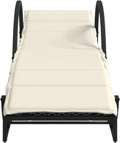 Ligbedden – Ligstoelen – Zonnebedden – Tuinstoelen – Loungebedden – Set van 2 – Zwart poly rattan – Inclusief dikke kussens