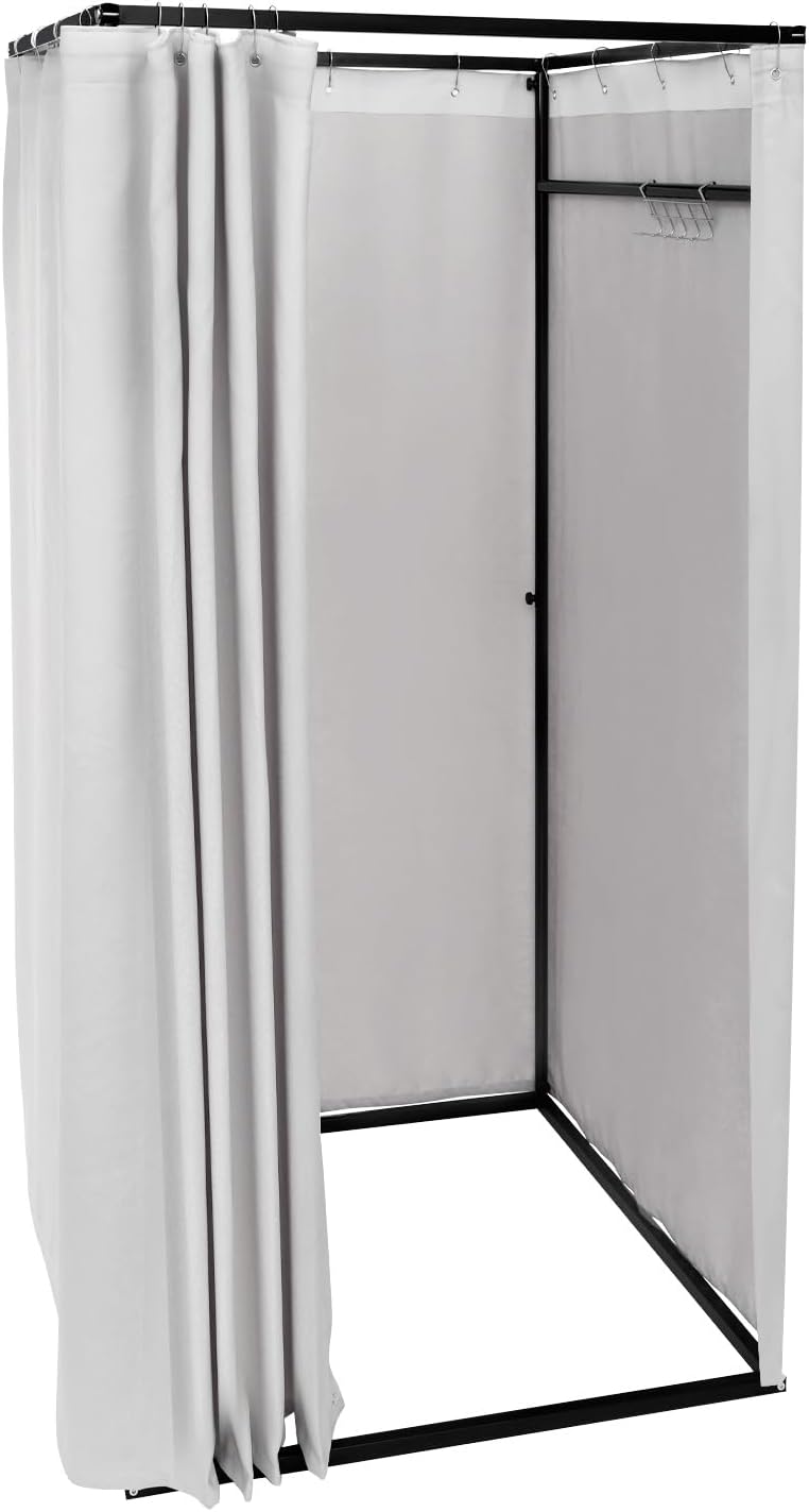 OUKANING Mobile Dressing Cabin, Freestanding, 100 x 100 x 200 cm, Portable Floor Standing Dressing Room, Privacy Screen for Clothing Shopping Malls, Office, Garden, Outdoor, Grey - QUORE