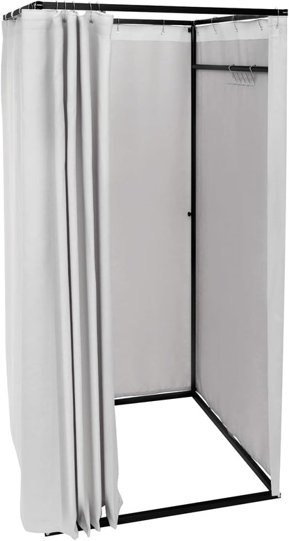 OUKANING Mobile Dressing Cabin, Freestanding, 100 x 100 x 200 cm, Portable Floor Standing Dressing Room, Privacy Screen for Clothing Shopping Malls, Office, Garden, Outdoor, Grey - QUORE