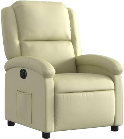 Relaxfauteuil – Elektrisch Verstelbare Fauteuil – Massagefauteuil – Ligstoel – Leunstoel – Echt Leder – Crème – Met Massagefunctie – Verstelbare Rugleuning