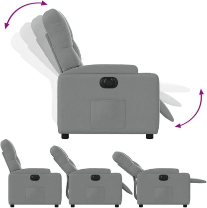 Gecheer Electric Recliner Chair Tilting Fabric Light Grey 74 x 86.5 x 93.5 cm TV Chair Recliner Chair Armchair Fabric Chair with Footrest Senior Chair