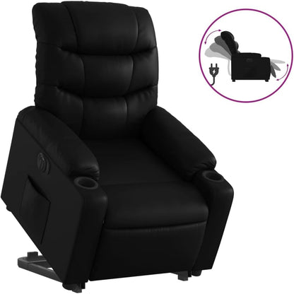 Relaxstoel met Opstahulp – Elektrische Relaxstoel – Tv-stoel – Ligstoel – Relaxfauteuil – Verstelbare Ligfunctie 135° – Zwart Kunstleer