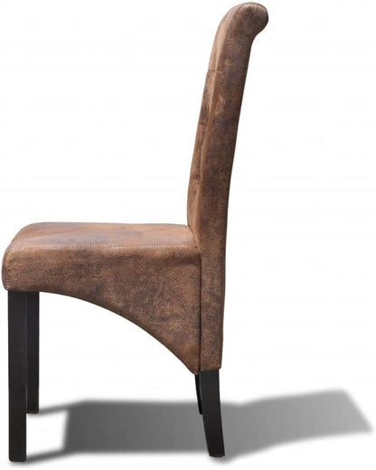 vidaXL 2x Eetkamerstoel Gecapitonneerd Bruin Eetkamer Keuken Stoel Stoelen Set